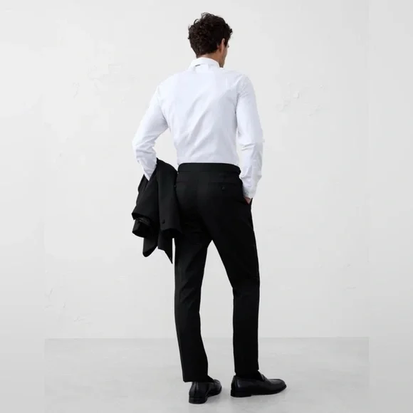 NWT Banana Republic Tailored Fit Tuxedo Black Suit Trouser Size 34 x 30